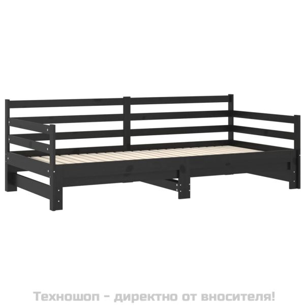 Разтегателно дневно легло, без матрак, черно, 2x(90x200) см