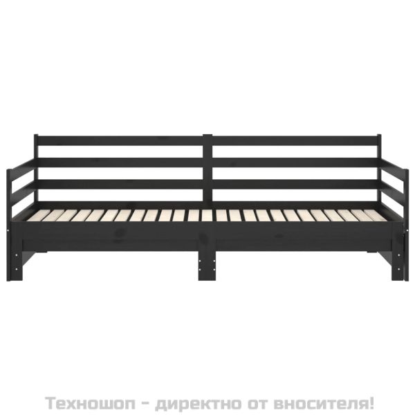 Разтегателно дневно легло, без матрак, черно, 2x(90x200) см