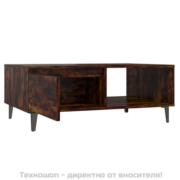 Кафе маса, опушен дъб, 90x60x35 см, инженерно дърво