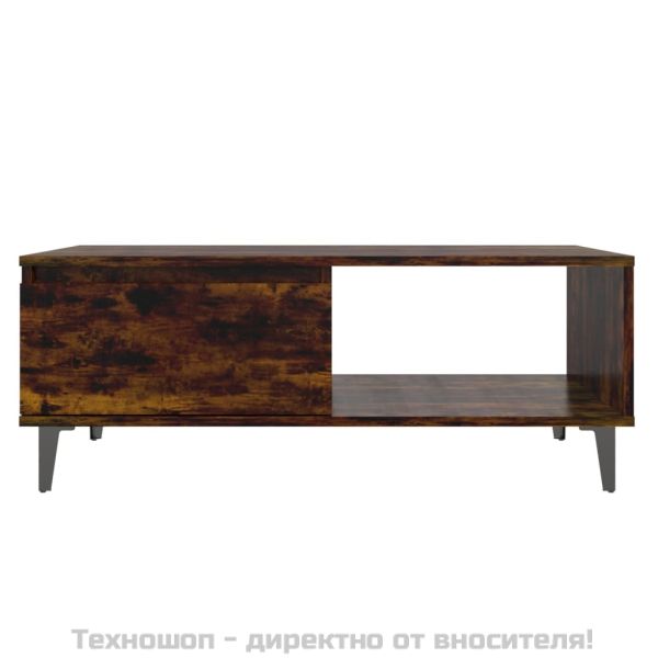 Кафе маса, опушен дъб, 90x60x35 см, инженерно дърво