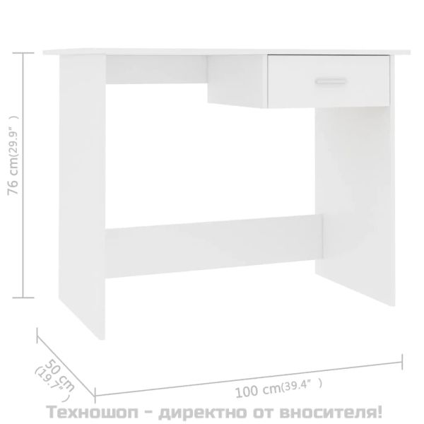 Бюро, бяло, 100x50x76 см, инженерно дърво