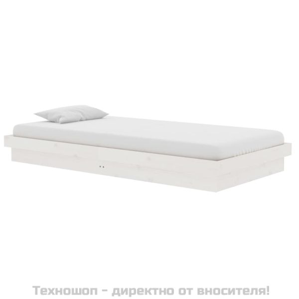 Рамка за легло, бяла, масивно дърво, 100х200 см