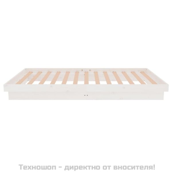 Рамка за легло, бяла, масивно дърво, 100х200 см