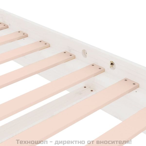 Рамка за легло, бяла, масивно дърво, 100х200 см