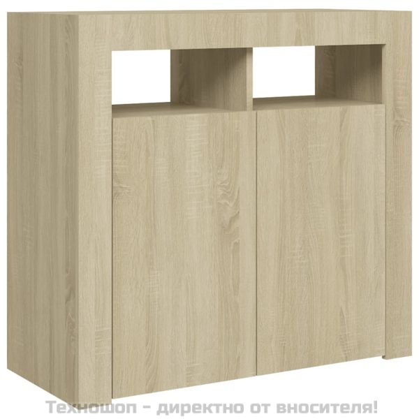 Сайдборд с LED светлини, сонома дъб, 80x35x75 см