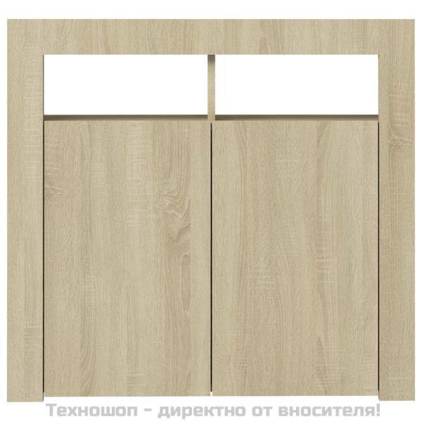 Сайдборд с LED светлини, сонома дъб, 80x35x75 см