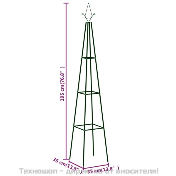 Градински стойки за цветя 2 бр тъмнозелени 35x35x195 см желязо
