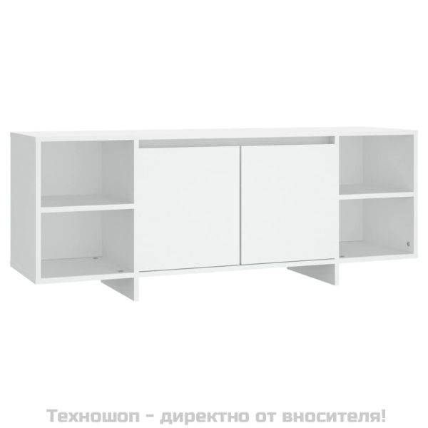 ТВ шкаф, бял, 130x35x50 см, инженерно дърво