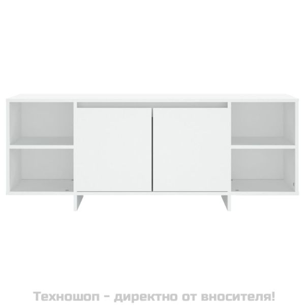 ТВ шкаф, бял, 130x35x50 см, инженерно дърво