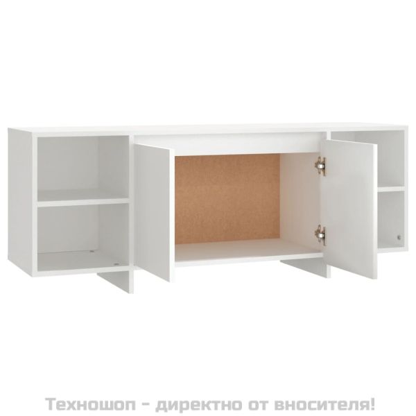ТВ шкаф, бял, 130x35x50 см, инженерно дърво