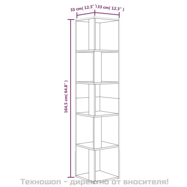 Ъглов шкаф, опушен дъб, 33x33x164,5 см, инженерно дърво
