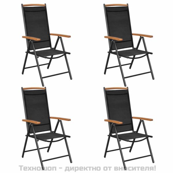 Сгъваеми градински столове 4 бр алуминий и Textilene черни