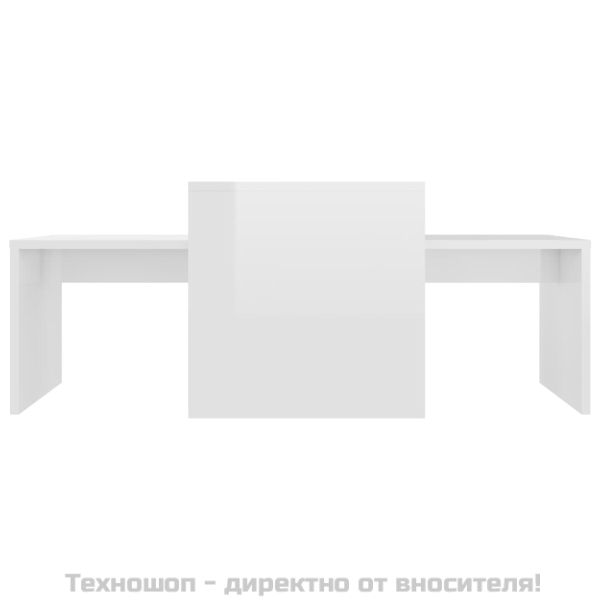 Комплект маси за кафе, бял гланц, 100x48x40 см, инженерно дърво