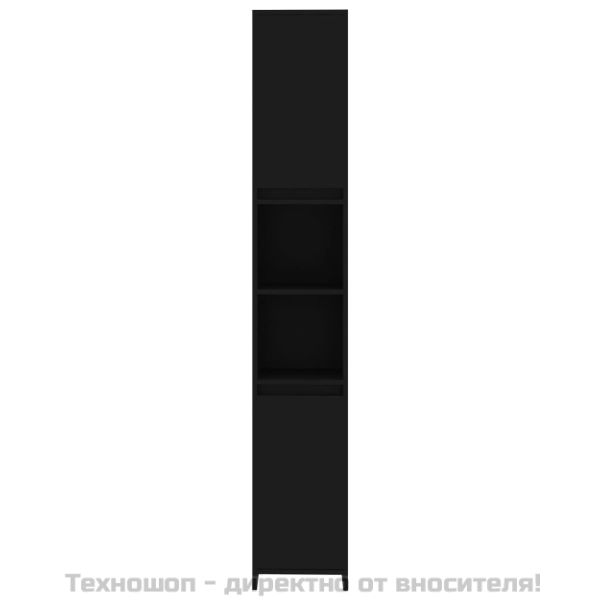 Шкаф за баня, черен, 30x30x183,5 см, инженерно дърво