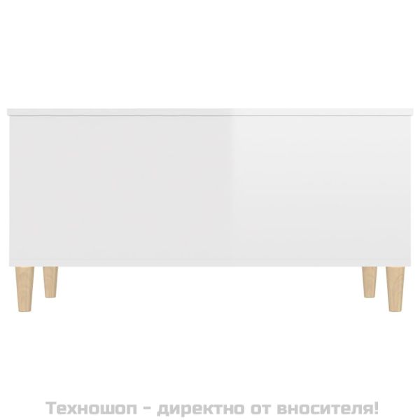 Кафе маса, бял гланц, 90x44,5x45 см, инженерно дърво