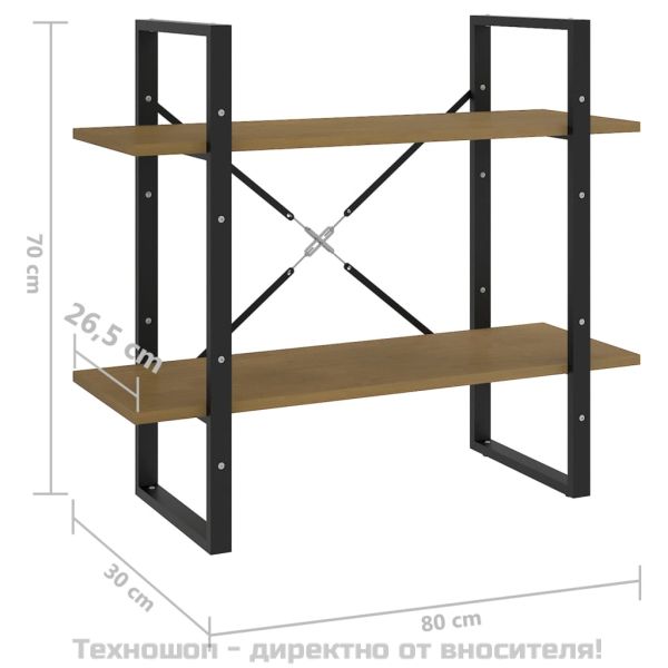 2-етажна библиотека, 80x30x70 см, борово дърво масив