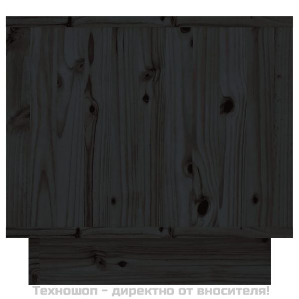 Нощни шкафчета, 2 бр, черни, 35x34x32 см, борово дърво масив