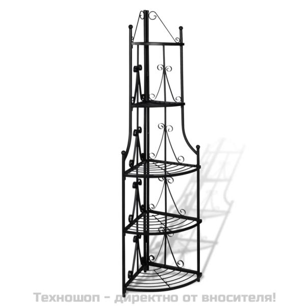 Ъглова етажерка за цветя, черна