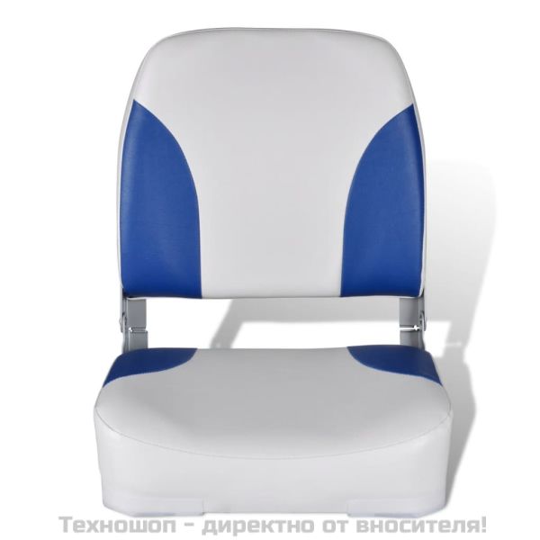 Седалка за лодка със сгъваема облегалка синьо-бяла възглавница
