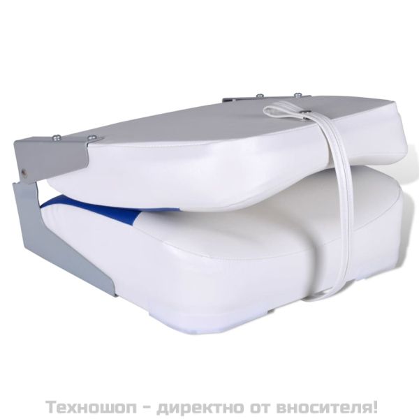 Седалка за лодка със сгъваема облегалка синьо-бяла възглавница