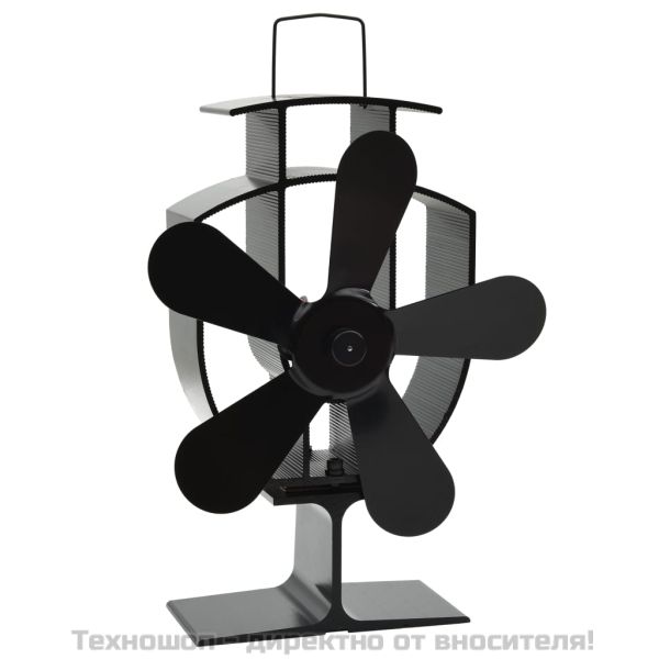 Вентилатор за печка за топъл въздух, 5 перки, черен