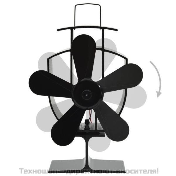 Вентилатор за печка за топъл въздух, 5 перки, черен