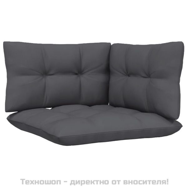 Градински лаундж комплект 3 части с възглавници бял бор масив