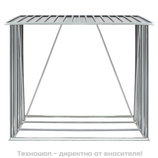 Навес за дърва, поцинкована стомана, 163x83x154 см, сив