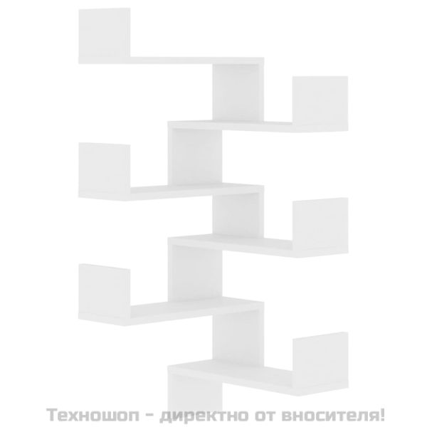Стенни ъглови рафтове, 2 бр, бели, 40x40x50 см, инженерно дърво