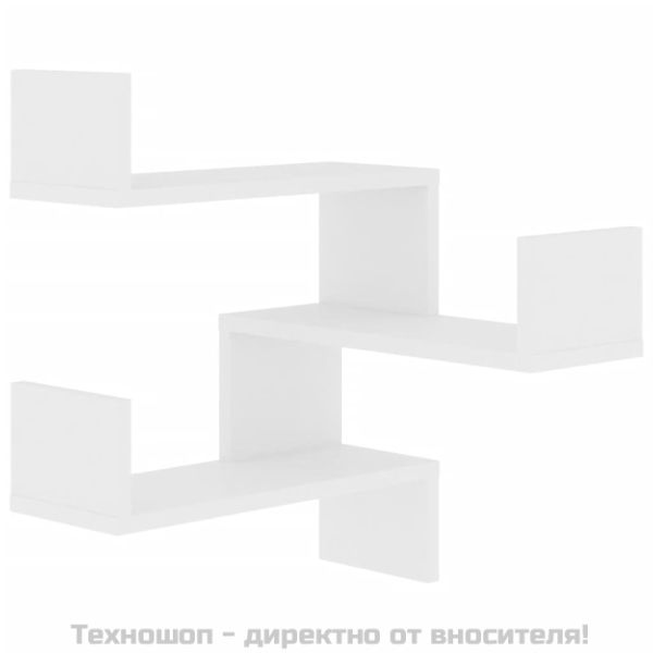 Стенни ъглови рафтове, 2 бр, бели, 40x40x50 см, инженерно дърво