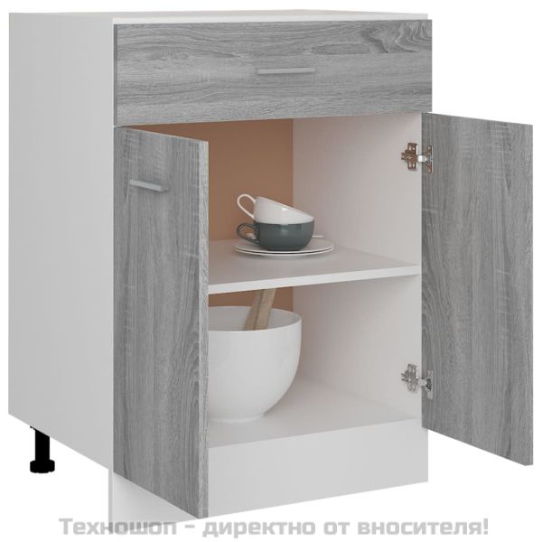 Шкаф с чекмеджета "Lyon", сив, цвят сонома, 60x46x81,5 см, инженерно дърво