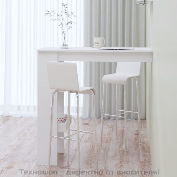 Стенна бар маса, бяла, 102x45x103,5 см, инженерно дърво