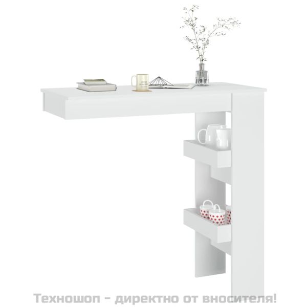 Стенна бар маса, бяла, 102x45x103,5 см, инженерно дърво