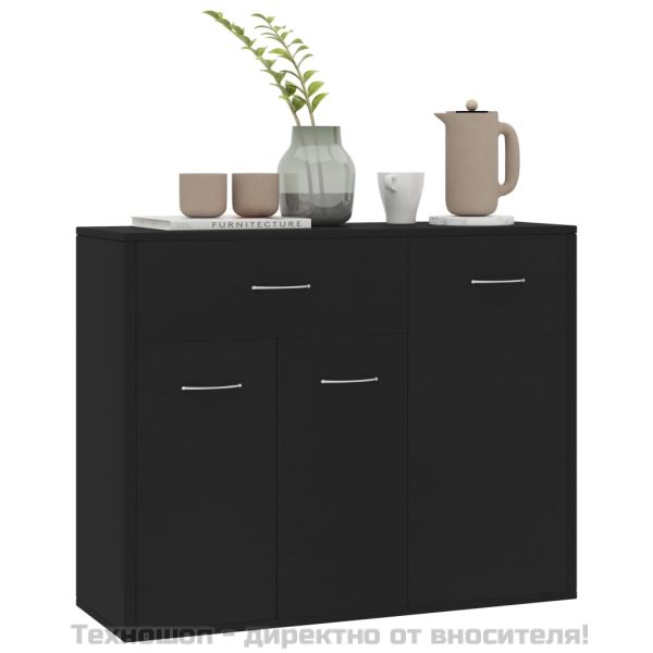 Бюфет, черен, 88x30x70 см, инженерно дърво