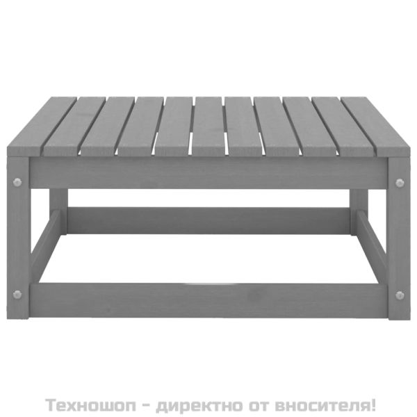 Градинска табуретка със сива възглавница борова дървесина масив