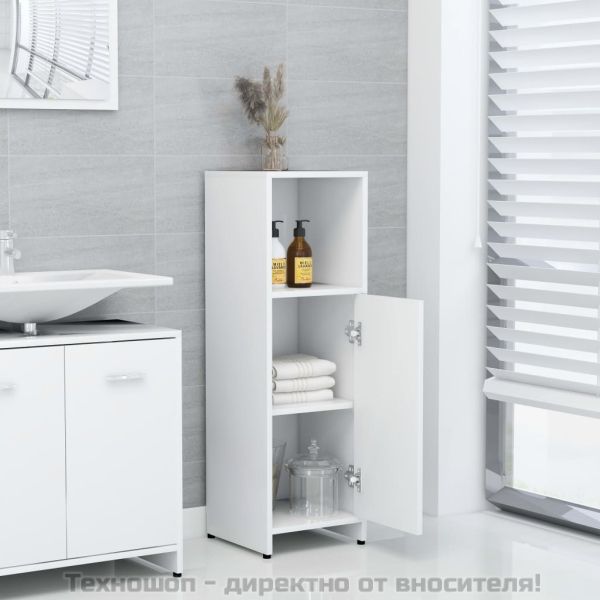 Шкаф за баня, бял, 30x30x95 см, инженерно дърво