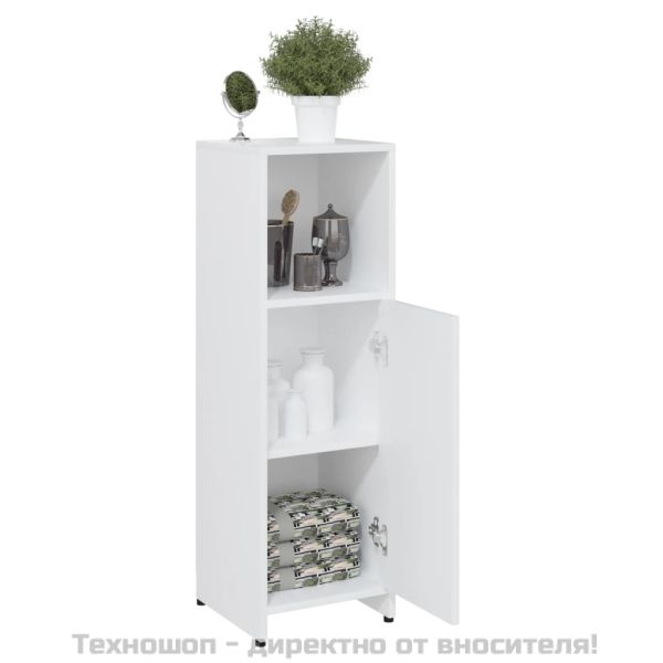 Шкаф за баня, бял, 30x30x95 см, инженерно дърво