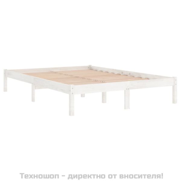 Рамка за легло без матрак, бял, 200x200 см, масивно дърво