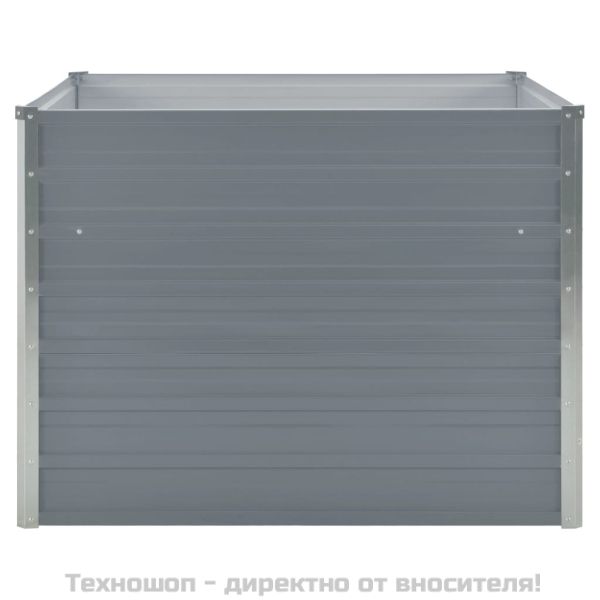 Повдигната леха, 100 x 100 x 77 см, поцинкована стомана, сива