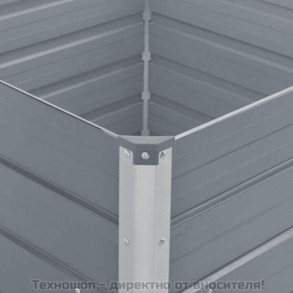 Повдигната леха, 100 x 100 x 77 см, поцинкована стомана, сива