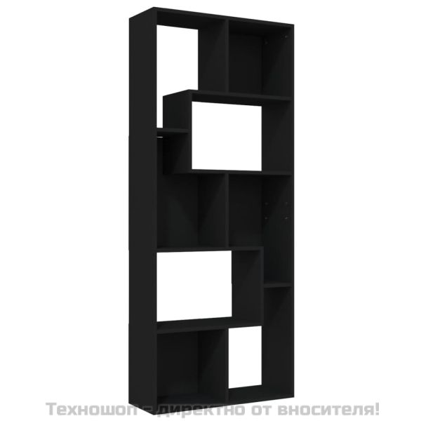 Шкаф библиотека, черен, 67x24x161 см, инженерно дърво