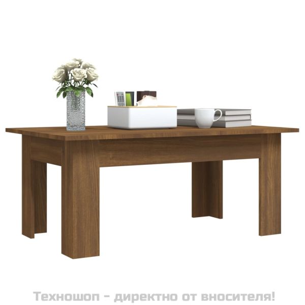 Кафе маса, кафяв дъб, 100x60x42 см, инженерно дърво