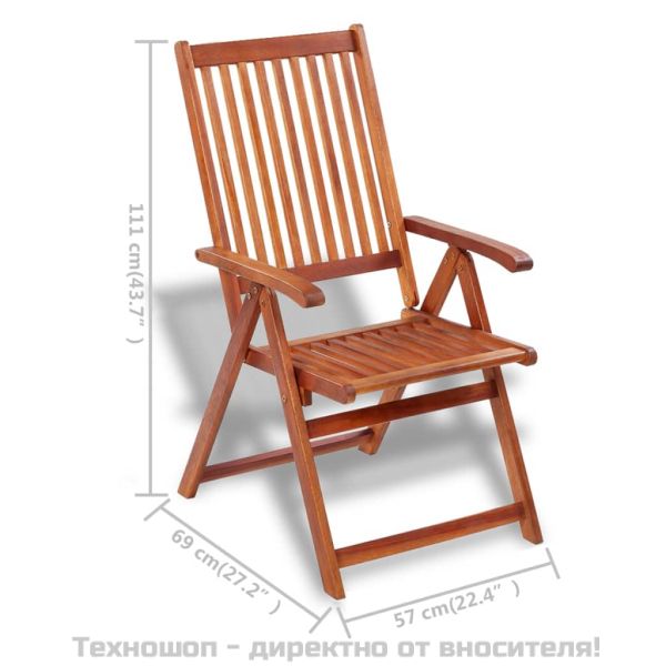 Сгъваеми градински столове, 2 бр, акация масив, кафяви