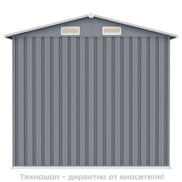 Градинска барака, сива, 205x129x183 см, поцинкована стомана
