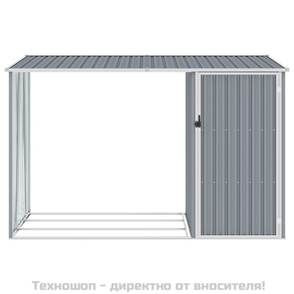 Градинска барака за дърва сива 245x98x159см поцинкована стомана