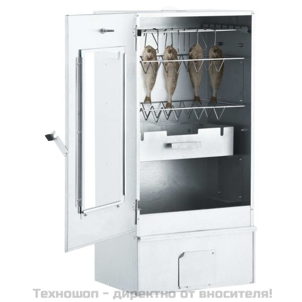 Барбекю опушвач с фурна, 1 кг дървени стърготини, 44,5х29х83 см