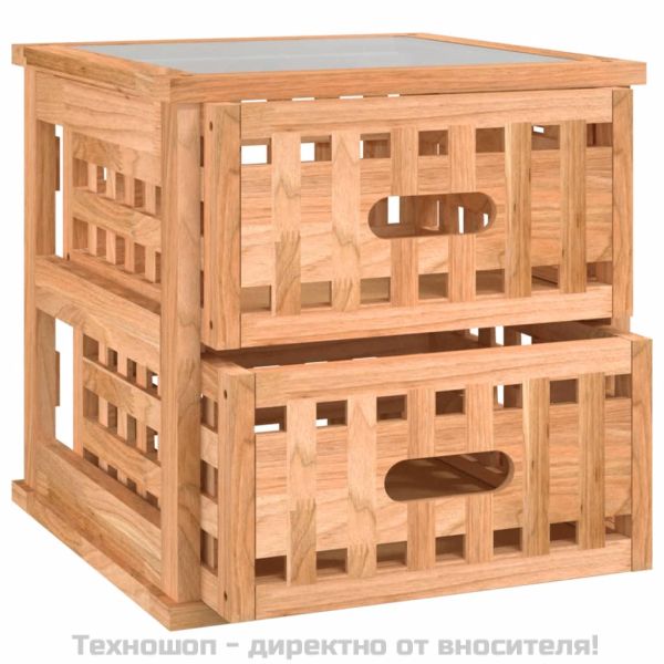 Нощни шкафчета, 2 бр, 34x34x34 см, орех масив