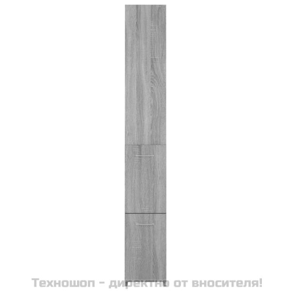 Шкаф за баня, сив сонома, 25 x 26,5 x 170 см, инженерно дърво