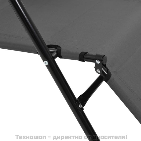 Сгъваеми шезлонги с подложки за крака, 2 бр, стомана, сиви