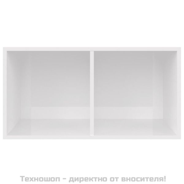 Шкаф за винилови плочи, бял гланц, 71x34x36 см, инженерно дърво